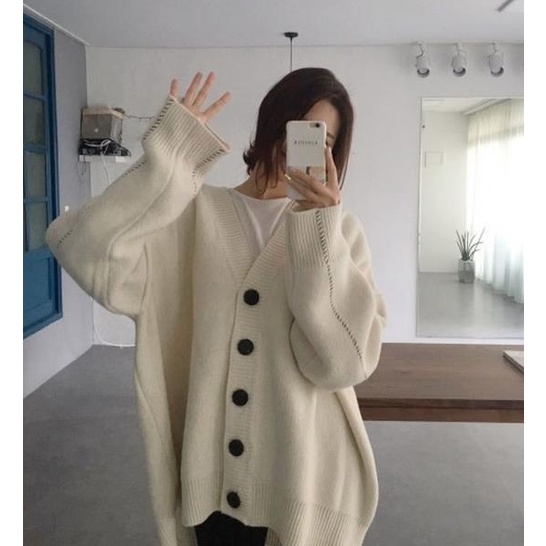 Áo khoác len nữ, áo cadigan nữ xám, trắng unisex, oversize, bigsize 2021