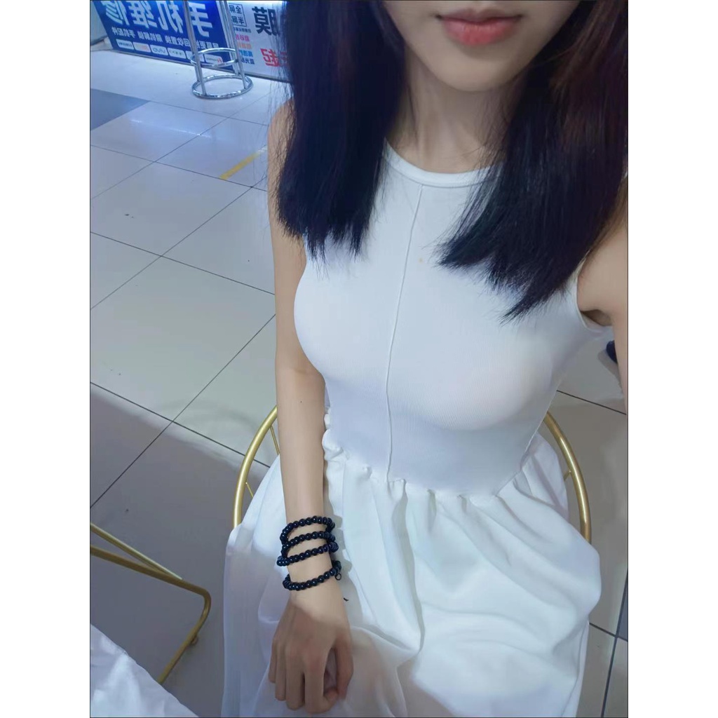 Đầm Sát Nách Hở Vai Màu Trắng Phong Cách Mới 2022✨✨Đầm Dáng Dài Ôm Eo Thiết Kế Thanh Lịch Cho Nữ