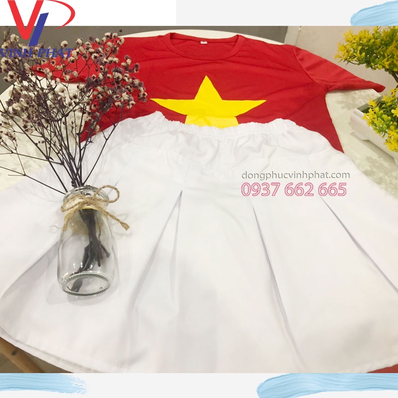 Chân Váy Xòe Vải Kaki Màu Trắng Cho Bé Gái Có Quần Trong Đủ Size Chất Đẹp