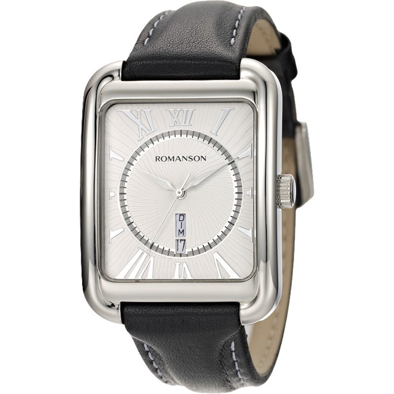 Đồng hồ Romanson Men Watch TL0353MWWH nam mặt chữ nhât kính chống xước, máy Thụy Sĩ chống nước dây da cao cấp chính hãng