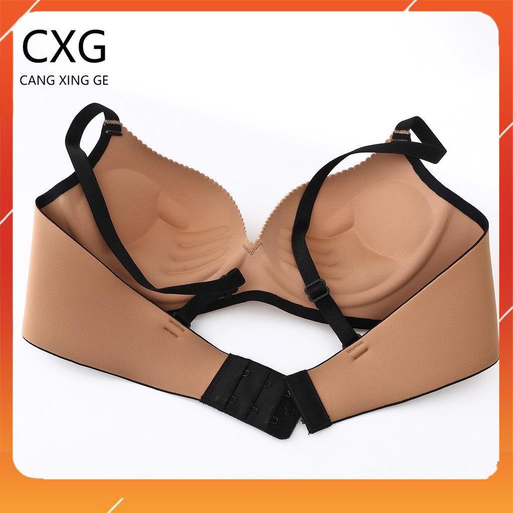 Áo lót nữ su đúc CXG không gọng, nâng ngực phối màu quai chip bra, chip A7690