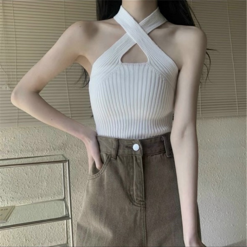 Áo len tăm yếm chéo Quảng Châu nhiều màu