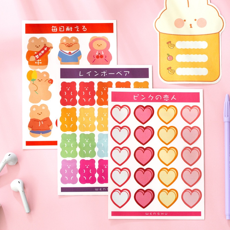 Sticker cute dễ thương, hình dán 2 miếng sticker trang trí sổ vở, điện thoại, vali giá rẻ