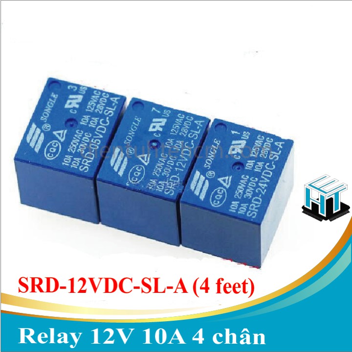 Relay 12V 10A 4 chân SRD-12VDC-SL-A hàng chuẩn SONGLE