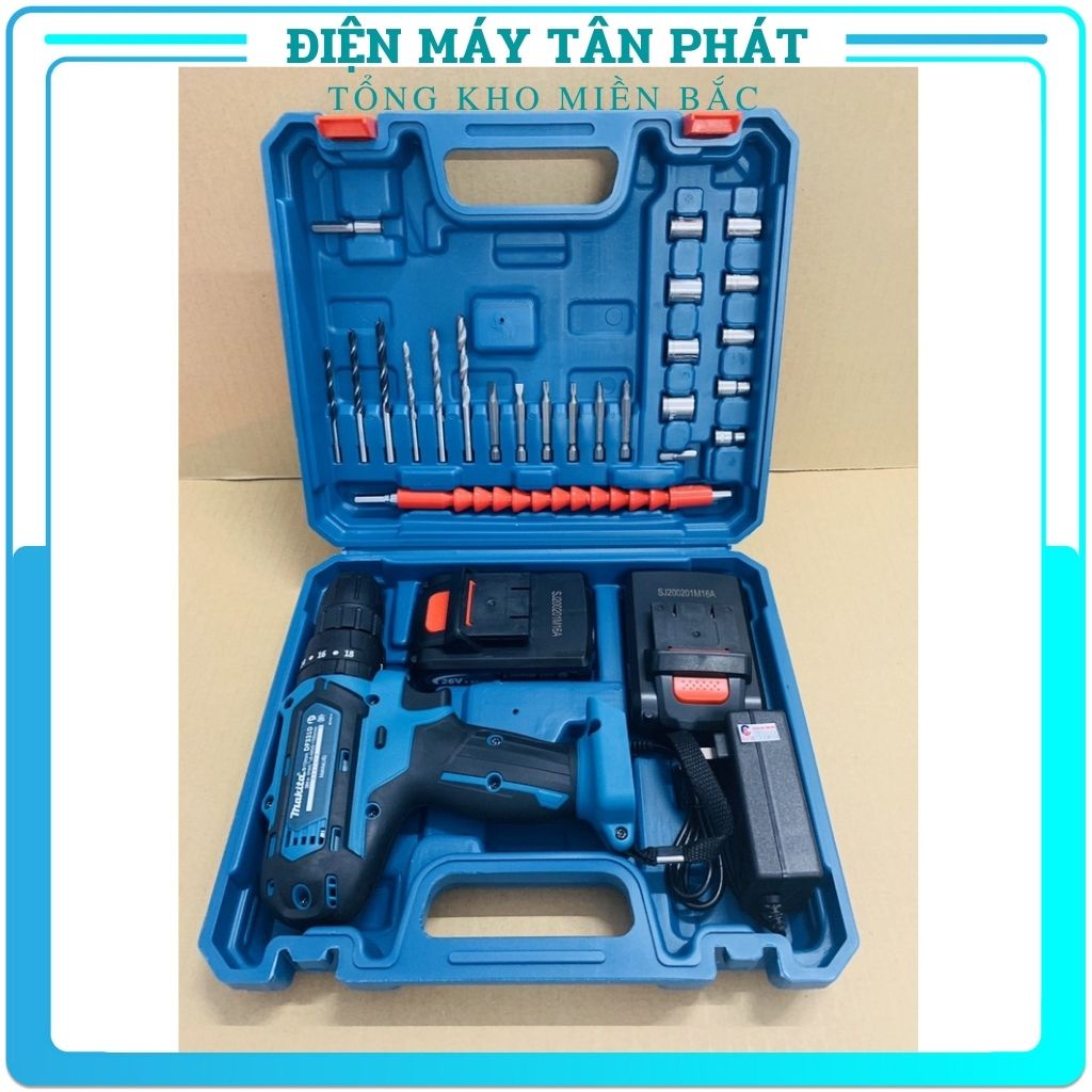 Máy khoan pin bắn bắt vặn vít bu lông mini cầm tay không chổi than Makita 26V chính hãng đa năng giá rẻ
