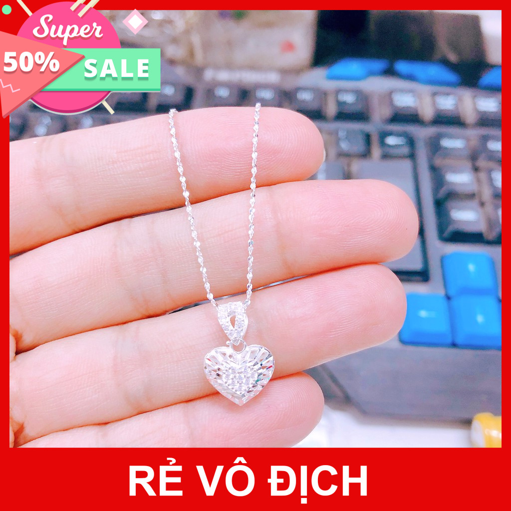 -Dây chuyền bạc Bibi silver / Vòng cổ bạc s925 mặt trái tim gắn đá / Ảnh thật, hàng có sẵn