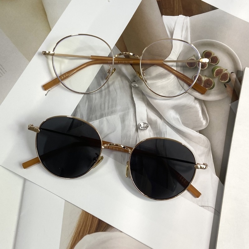 Kính Mát Gọng Tròn Bằng Kim Loại Chống Ánh Sáng Xanh Thời Trang Phong Cách Hàn Quốc