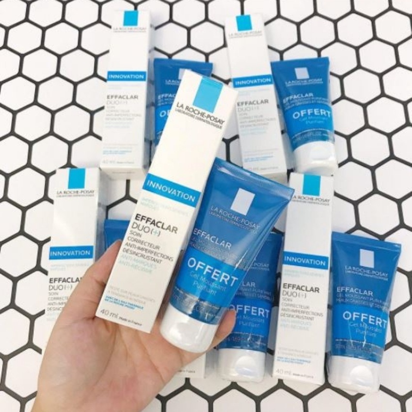 Set Kem Giảm Mụn La Roche Posay - Tuýp Duo+ (40ml) tặng Sữa Rửa Mặt Effaclar (50ml) - licyhouse