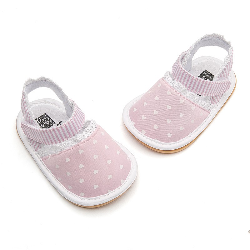 Sandanl bít mũi chân hồng viền ren