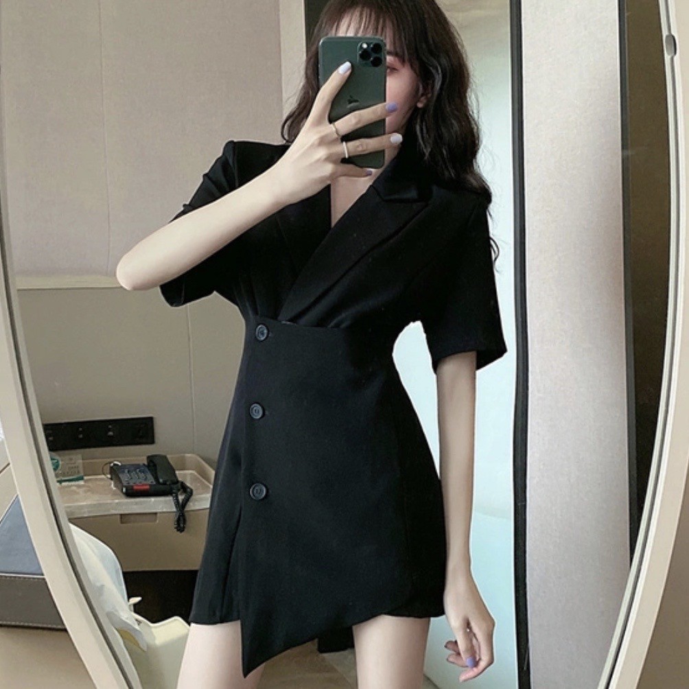 A9 Bộ Jumpsuit Váy Liền Vest Blazer Cộc Tay Thời Trang | BigBuy360 - bigbuy360.vn