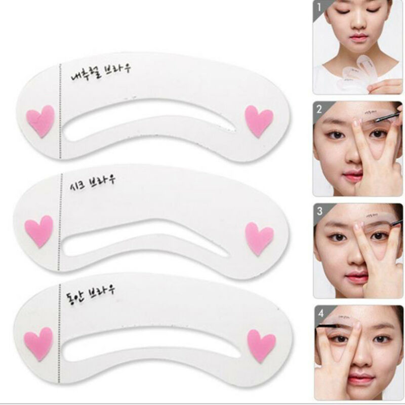 [Hàng mới về] Bộ 3 khuôn kẻ lông mày có thể tái sử dụng cao cấp tiện lợi