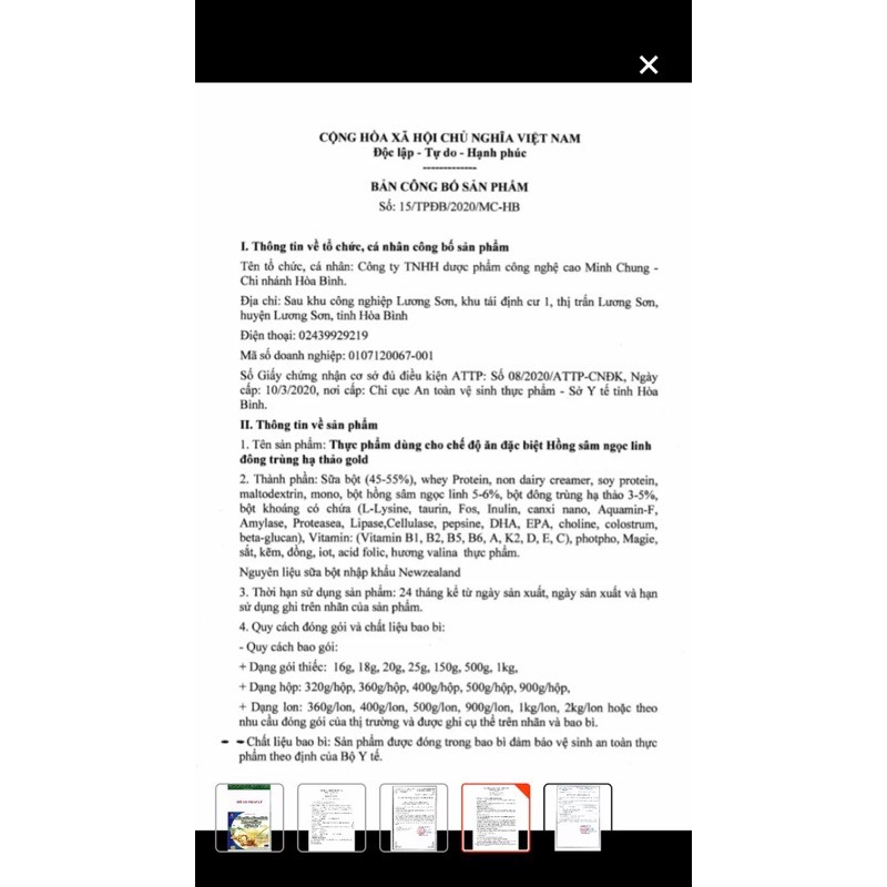 Sữa Hồng Sâm Ngọc Linh Đông Trùng Hạ Thảo