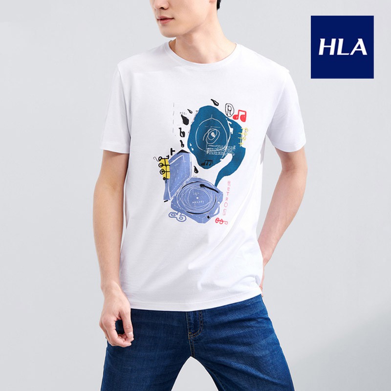 Áo Thun Nam Ngắn Tay HLA Classic Fun Pattern Quality Short Sleeve T-shirt