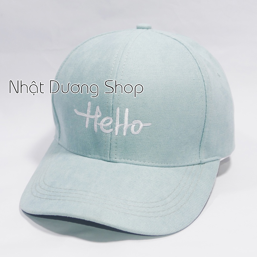 Mũ lưỡi trai ❤️ Nón kết thêu hình chữ Hello chất kaki cao cấp form unisex nam nữ