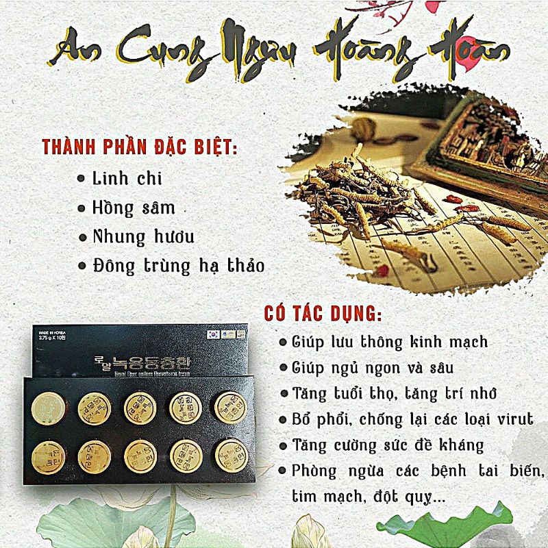 An Cung Sâm Đông Trùng Hạ Thảo Nhung Hươu Hoàng Gia SAMSUNG Hàn Quốc, Hộp Giấy 10 Viên X 3.75g.