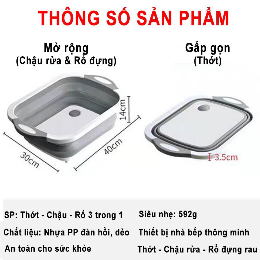 Thớt Nhựa Đa Năng 3 in 1 Kiêm Chậu Rửa,Rổ Đa Năng,Thớt Siêu Tiện Dụng