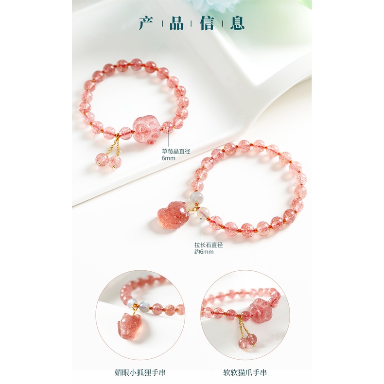 [Hàng Mới Về] Vòng Tay Mặt Hình Móng Vuốt Mèo Đính Đá Pha Lê Hồng Thiết Kế Thời Trang Cho Nữ