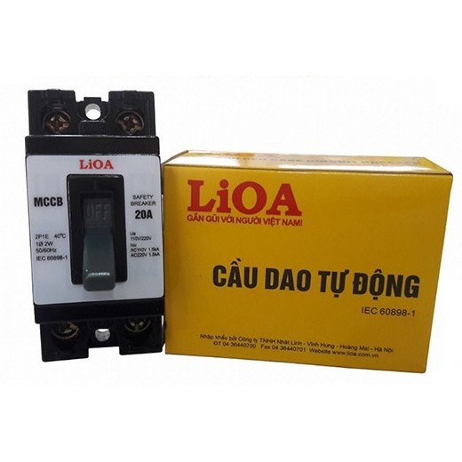 [CHÍNH HÃNG LIOA] Cầu Dao Tự Động (APTOMAT) 2 Cực 1 Tiếp Điểm LIOA