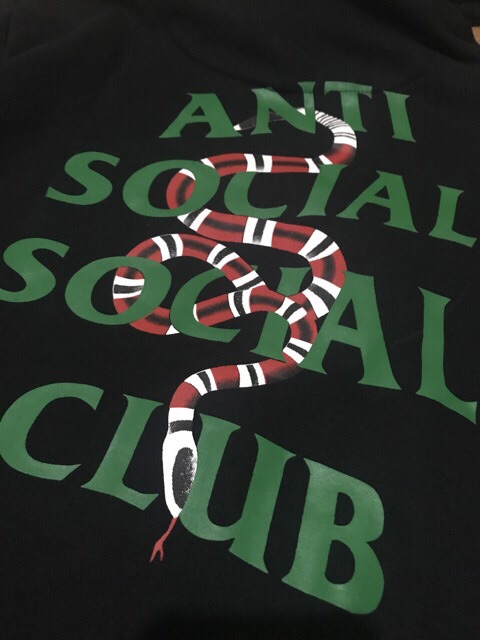 Áo Khoác Hoodie In Chữ Anti Social Social Club X Gvcci Snake Assc X Gxci Hype