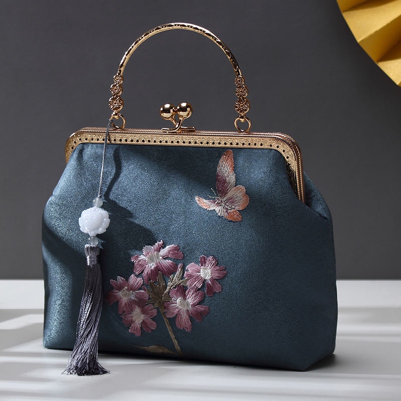 HAPPY HOMLIV Túi xách thêu họa tiết phong cách Hán phục cổ điển