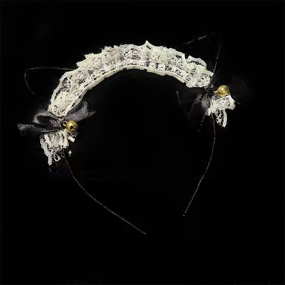 Băng Đô Cài Tóc Bằng Vải Ren Không Trơn Có Chuông Cổ Điển Cho Nữ