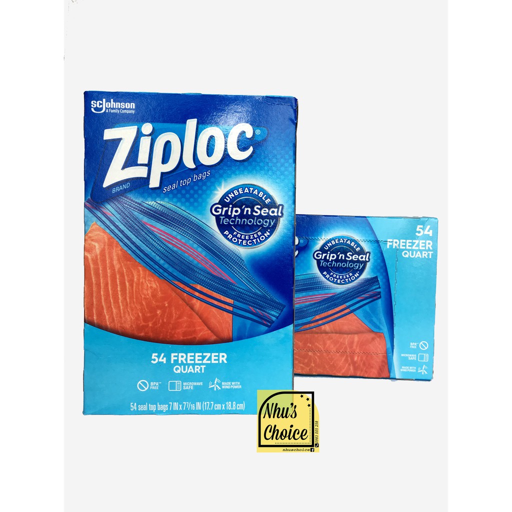 Túi dự trữ đông khóa thông minh Ziploc| Freezer| Grip'n Seal| Quart 17.7x18.8cm