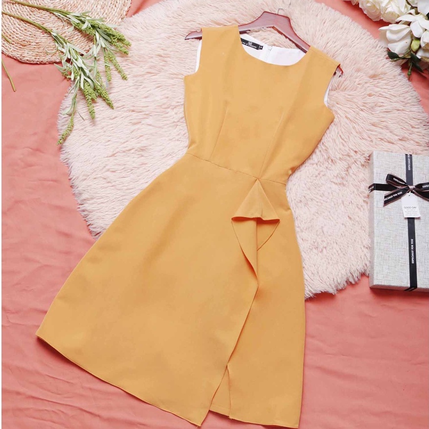 Đầm đẹp công sở thiết kế cao cấp sát nác dáng chữ a vàng đất eo tôn dáng che bụng mỡ thời trang đi làm đi tiệc – Lux W