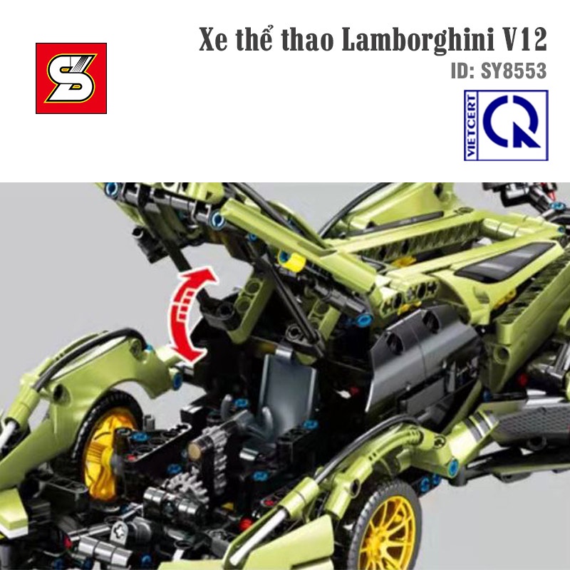Lego lắp ghép ô tô- đồ chơi mô hình Siêu xe Lamborghini V12 Visito GT điều khiển từ xa. Bảo hành 12 tháng toàn quốc