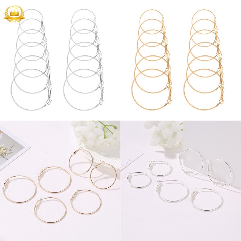 Set 6 hoa tai dáng tròn thời trang cho nữ