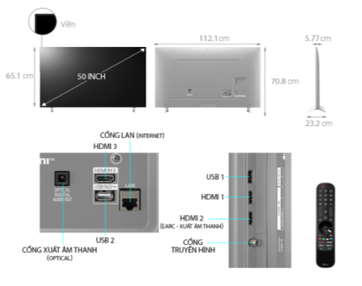 Smart Nanocell Tivi LG 50 Inch 4K 50NANO77TPA ThinQ AI-Model 2021 - Miễn phí lắp đặt