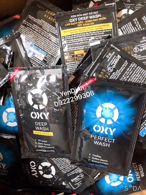 Combo 10g Kem rửa mặt có hạt Oxy Deep Wash sạch sâu đánh bay nhờn tút sáng da 3g( Hàng Mẫu dùng thử)