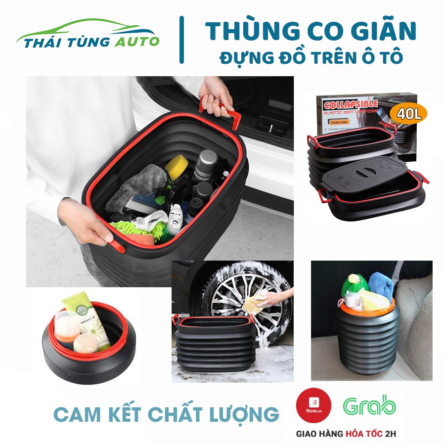 Thùng đựng đồ ô tô co giãn đa năng gấp gọn, hộp đựng đồ ô tô co giãn để cốp 4L 18L 37L
