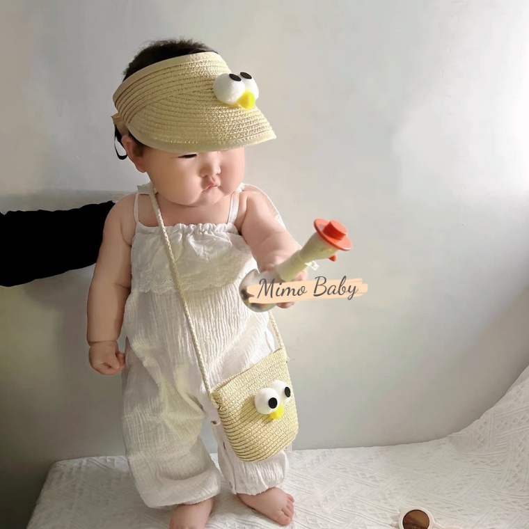 Túi cói đeo chéo họa tiết mắt chim dễ thương cho bé gái TC08 Mimo Baby