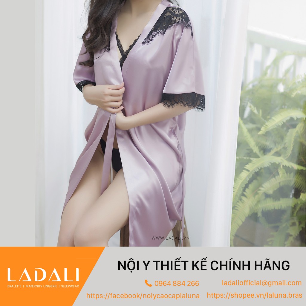 [HÀNG THIẾT KẾ] Áo Choàng Ngủ Lụa Cao Cấp Pha Ren - CN04 Thương Hiệu Ladali