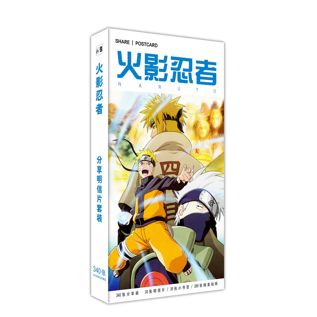 Hộp Postcard Bưu thiếp (Trọn bộ 340 Hình có Sticker) Anime/Manga Naruto