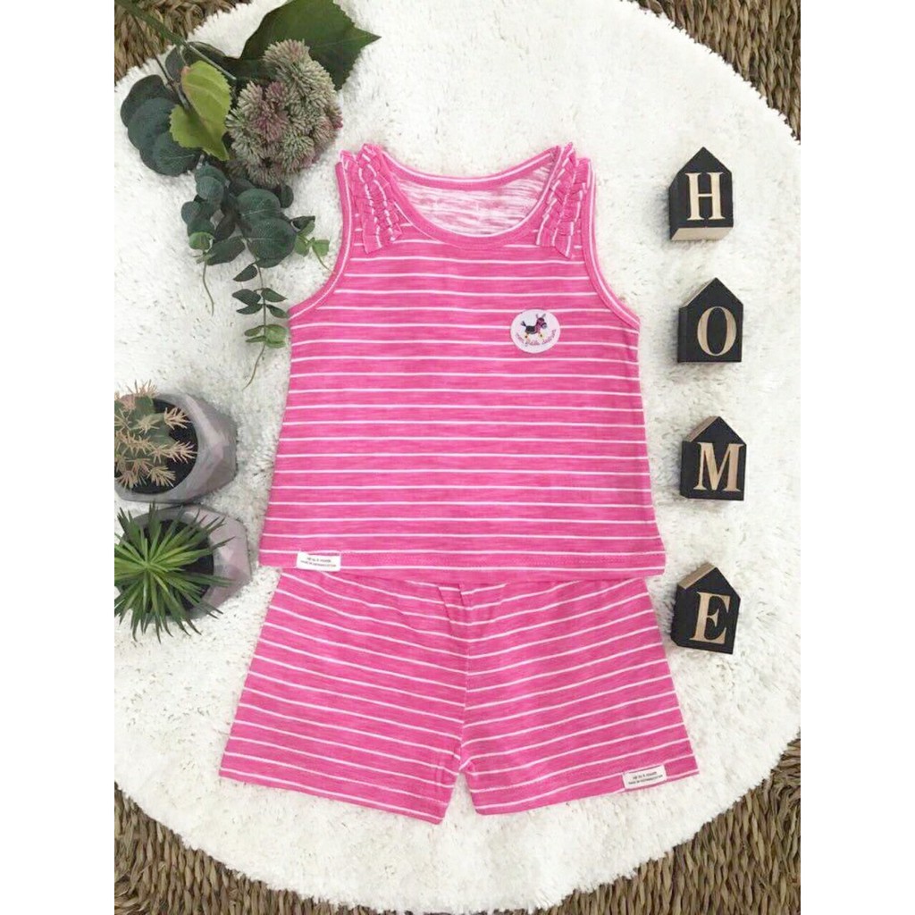 Bộ ba lỗ cotton bé gái moma