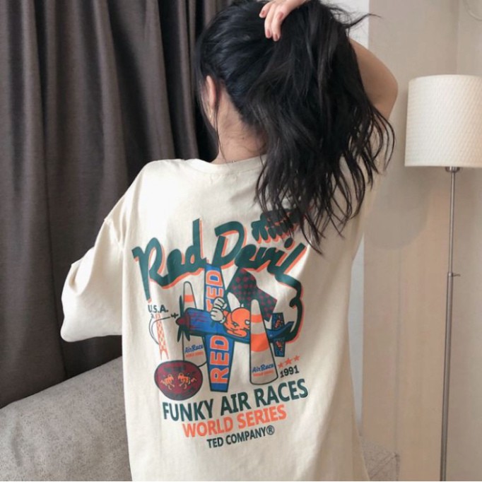 ÁO THUN, ÁO PHÔNG TAY LỠ UNISEX FORM RỘNG RED DEVIL M52 KL SHOP 6666SHOP