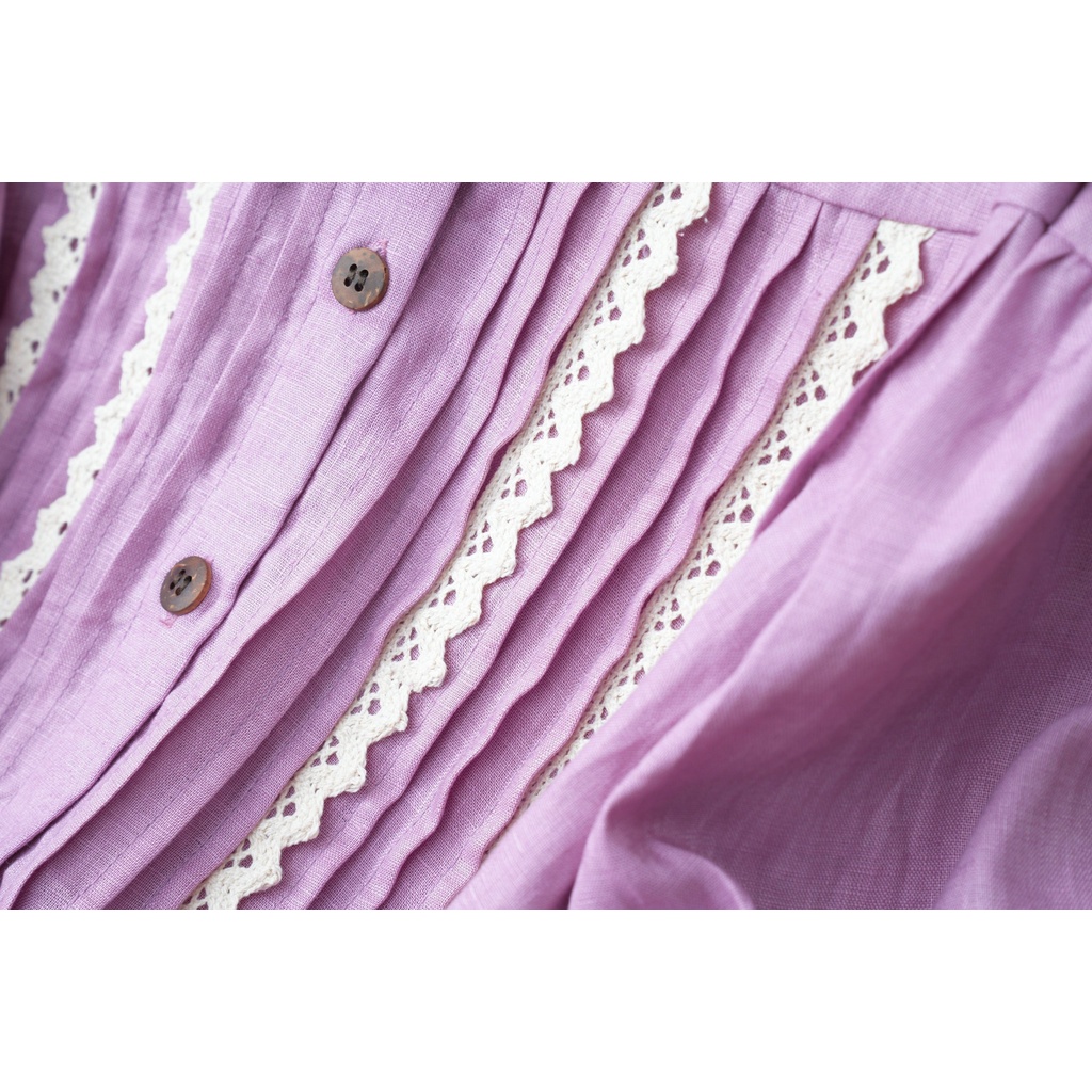 Đầm Linen Signature KACHISA 540 phối ren màu tím