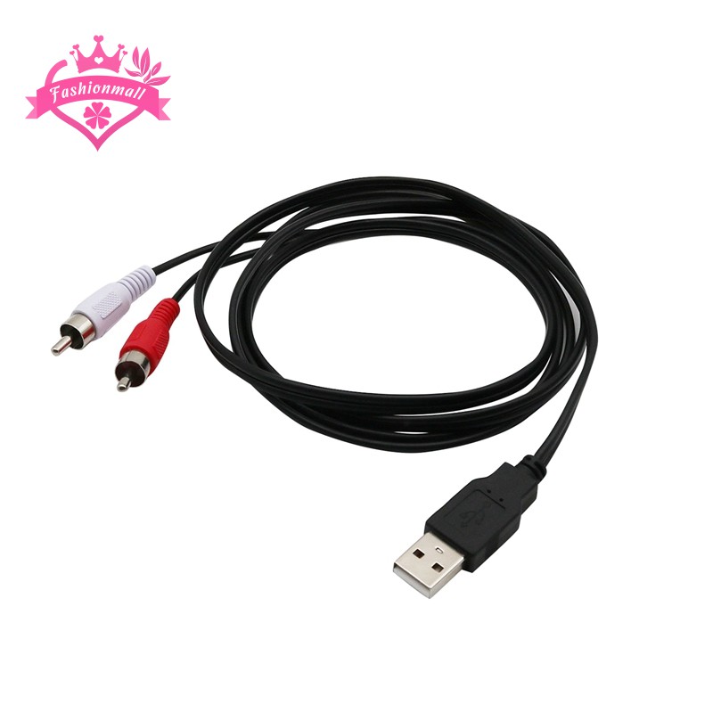 Giắc chuyển đổi từ đầu 1.5M USB A sang lỗ 2x RCA Phono AV cho PC TV AUX