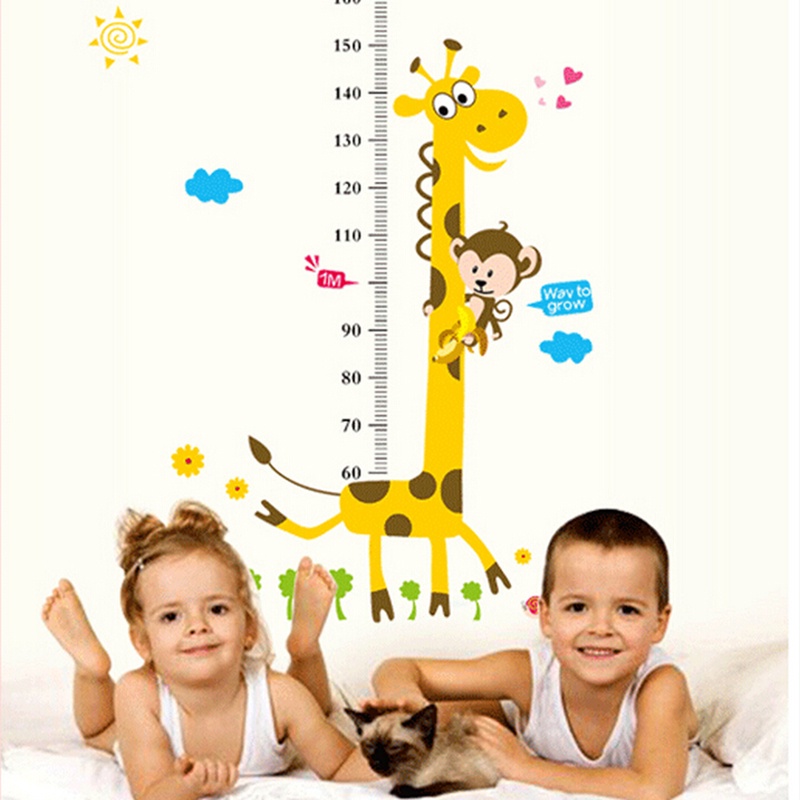 1 Thước Dán Tường Đo Chiều Cao Cho Bé Hình Hươu Cao Cổ Dễ Thương