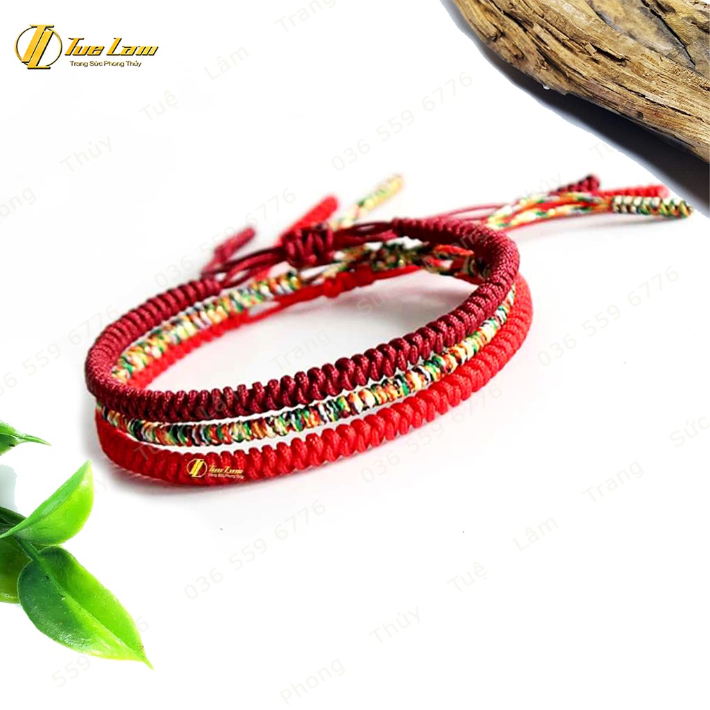 [DIY bracelets] Vòng Tay Set 3 Vòng Chỉ Tây Tạng Tông Đỏ Ngũ Sắc - DIY Tuệ Lâm