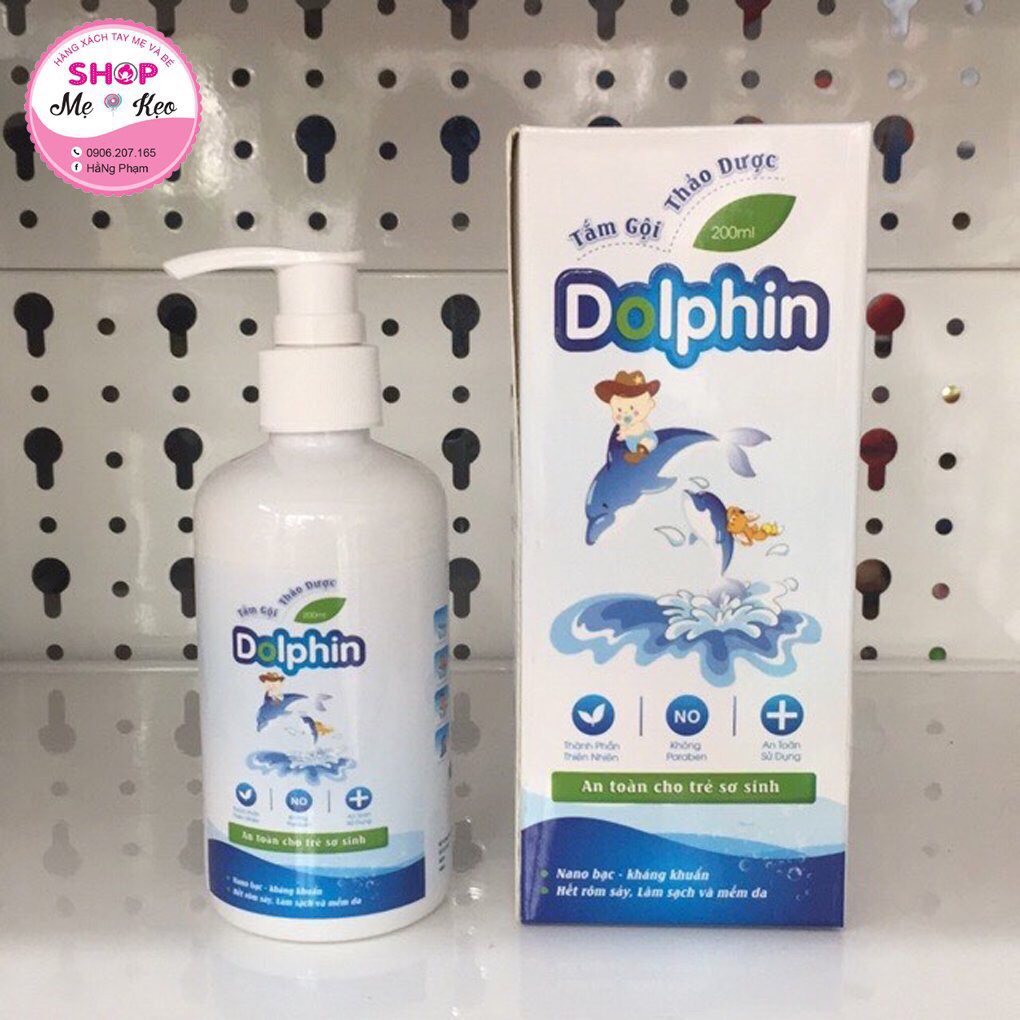 (Date 2023) Sữa tắm thảo dược Dolphin cho bé (200ml)  không cay mắt an toàn cho bé - ngăn ngừa rôm sẩy bảo vệ làn da