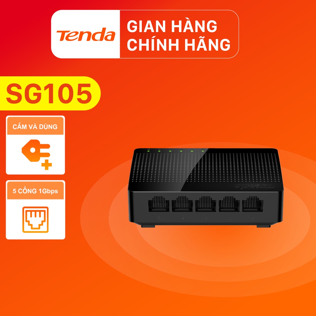 Tenda Bộ chia mạng Switch SG105 5 cổng Gigabit - Hãng phân phối chính thức