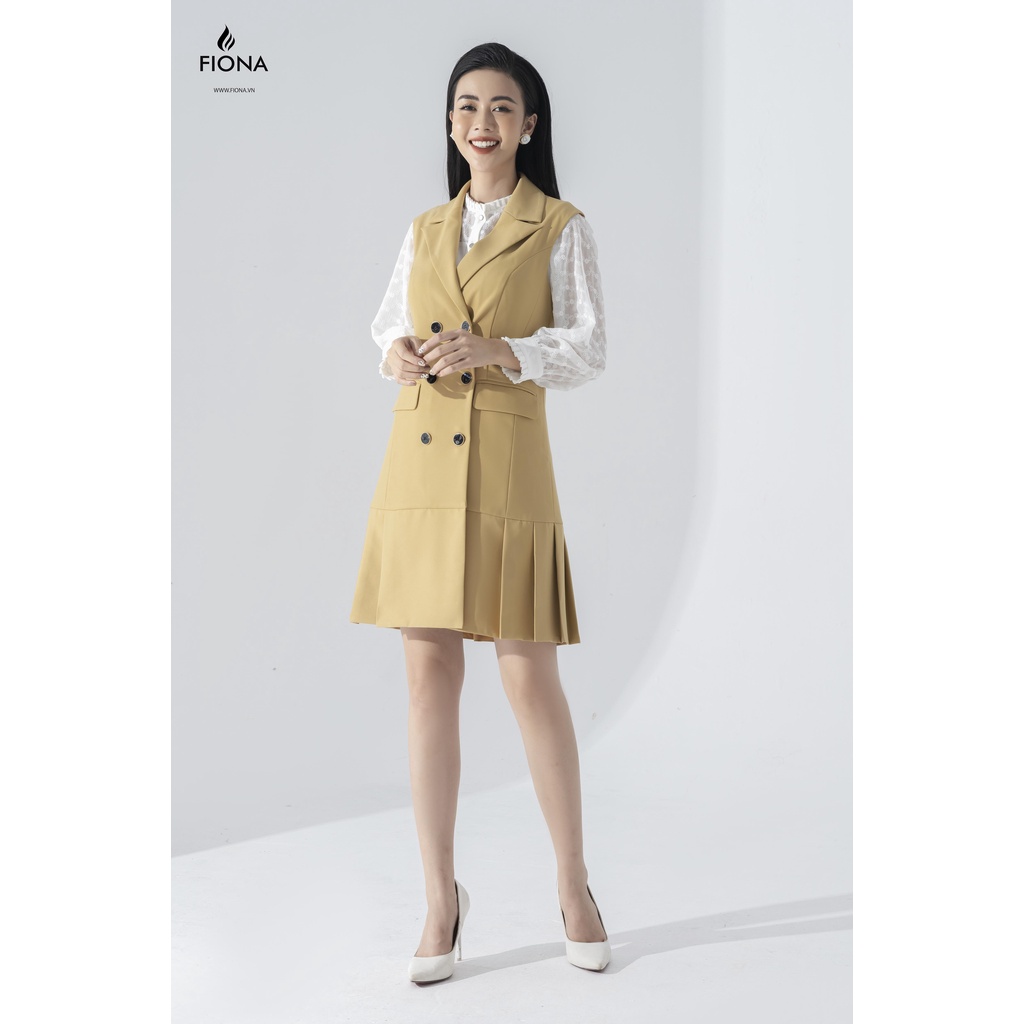 Đầm Gile Nữ FIONA, Đầm Thiết Kế Dập Nhăn Gấu Nữ Tính Mã F450669