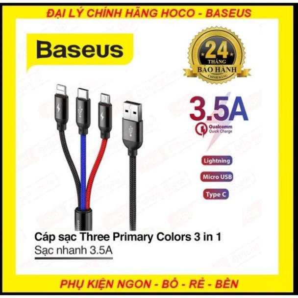 Dây Cáp Sạc 3 Đầu CAO CẤP Chính Hãng Baseus CAMLT-BSY01 3 trong 1 Ligting Micro Type C Iphone Android - Bảo Hành 24 thán