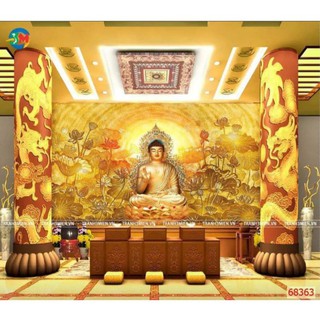 combo 2 bức tranh dán tường bàn thờ, phòng thờ