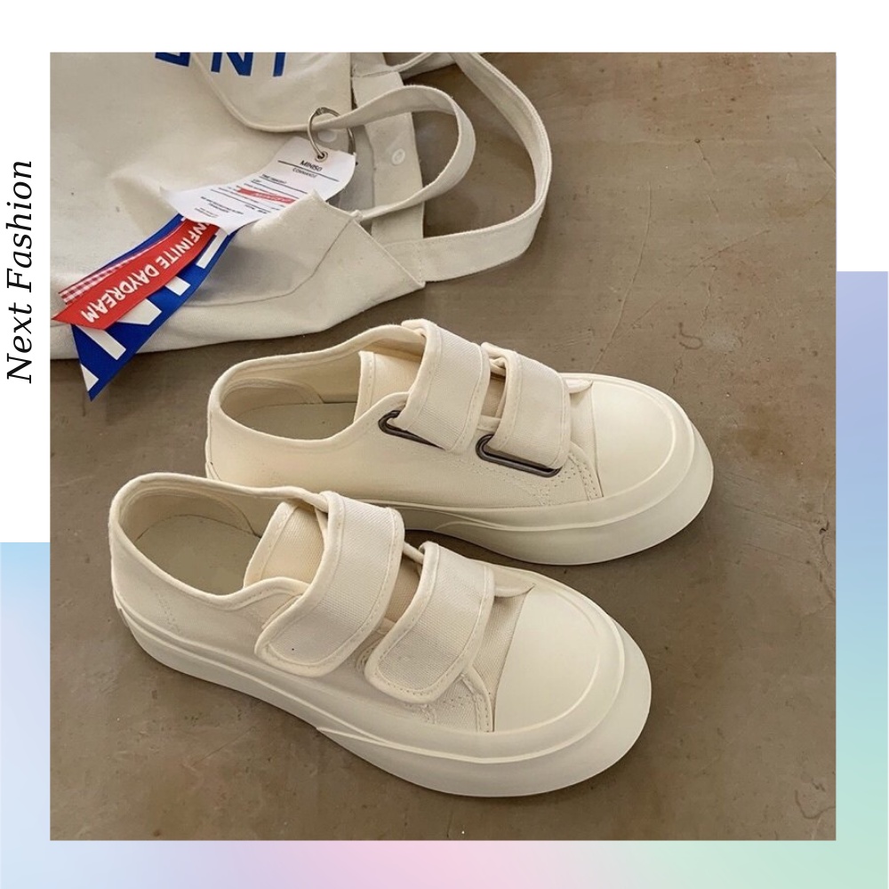 Giày thể thao vải canvas quai dán đế bánh mì ulzzang Next Fashion G02