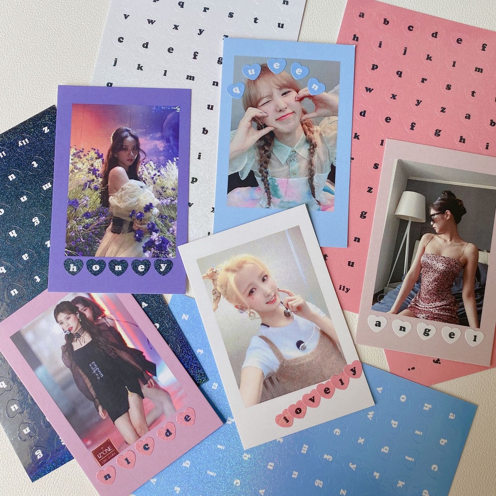 Steve Hình Dán Trang Trí Thẻ Ảnh Polaroid Họa Tiết Chữ Cái Trái Tim Lấp Lánh Phong Cách Hàn Quốc