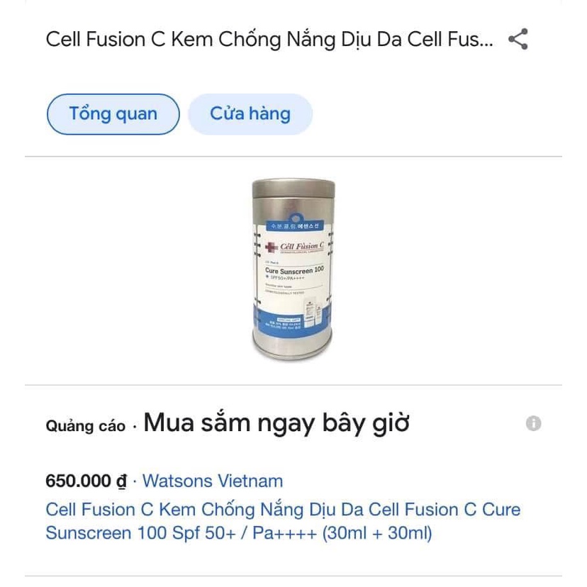 KEM CHỐNG NẮNG CELL FUSION C CURE SUNSCREEN 100 SPF50+/PA++++