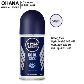 Lăn ngăn mùi Nivea Men Cool Kick nam tính, mát lạnh tức thì, bảo vệ suốt 48h - 50ml
